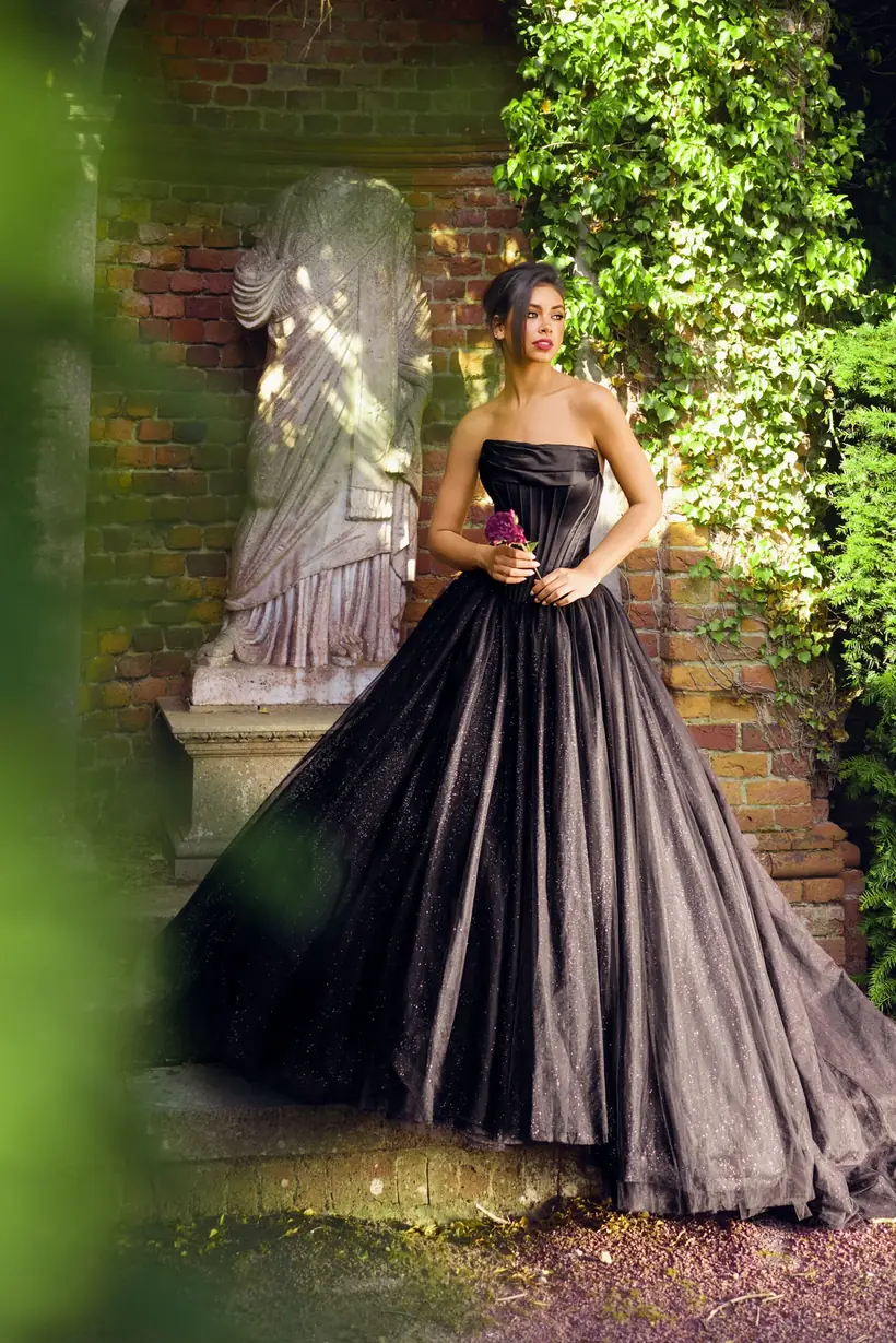 Phoenix Gowns black glitter tulle ball gown - statement evening and occasion dresses at Wife To Be, Cheshire
